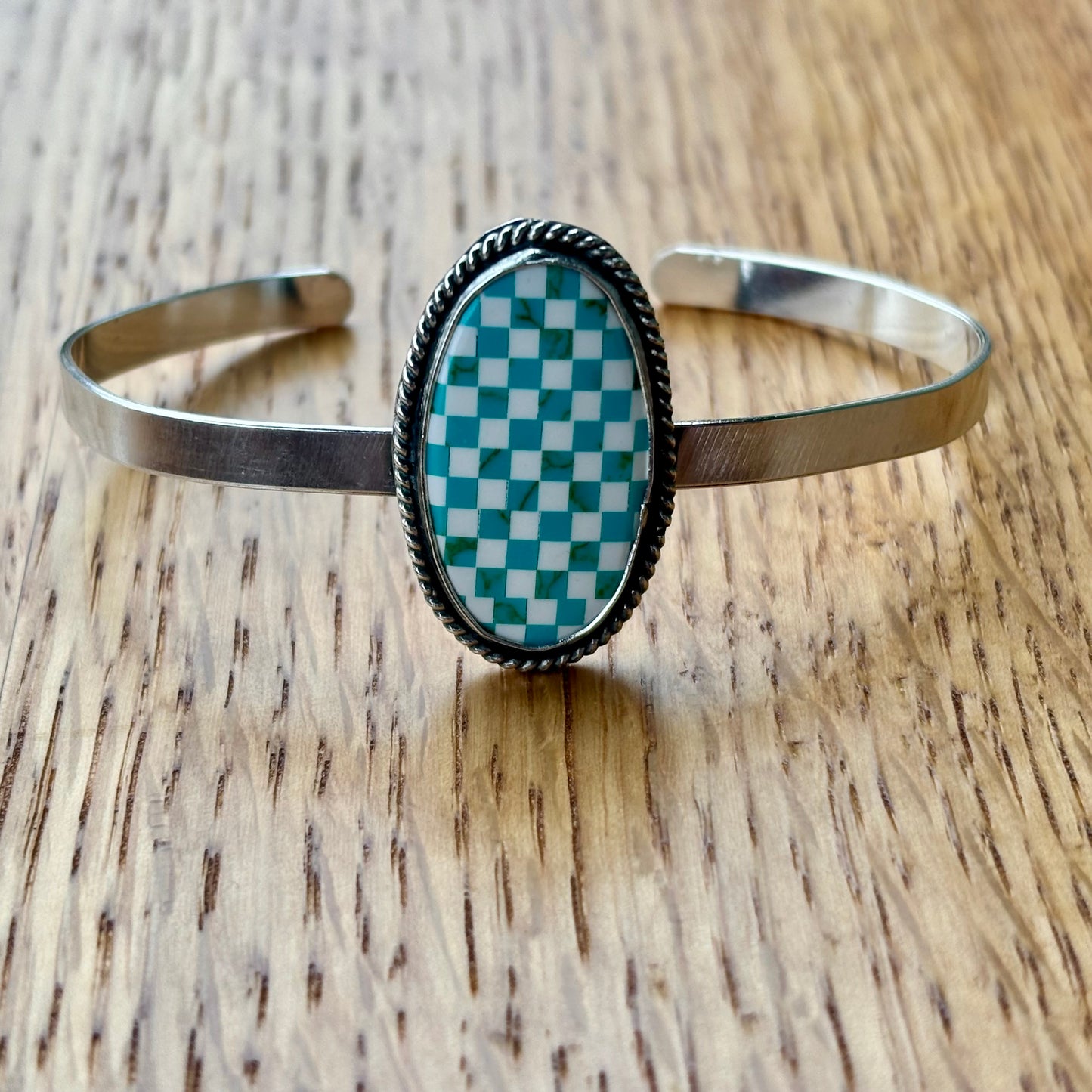 Checkerboard Turquoise Cuff