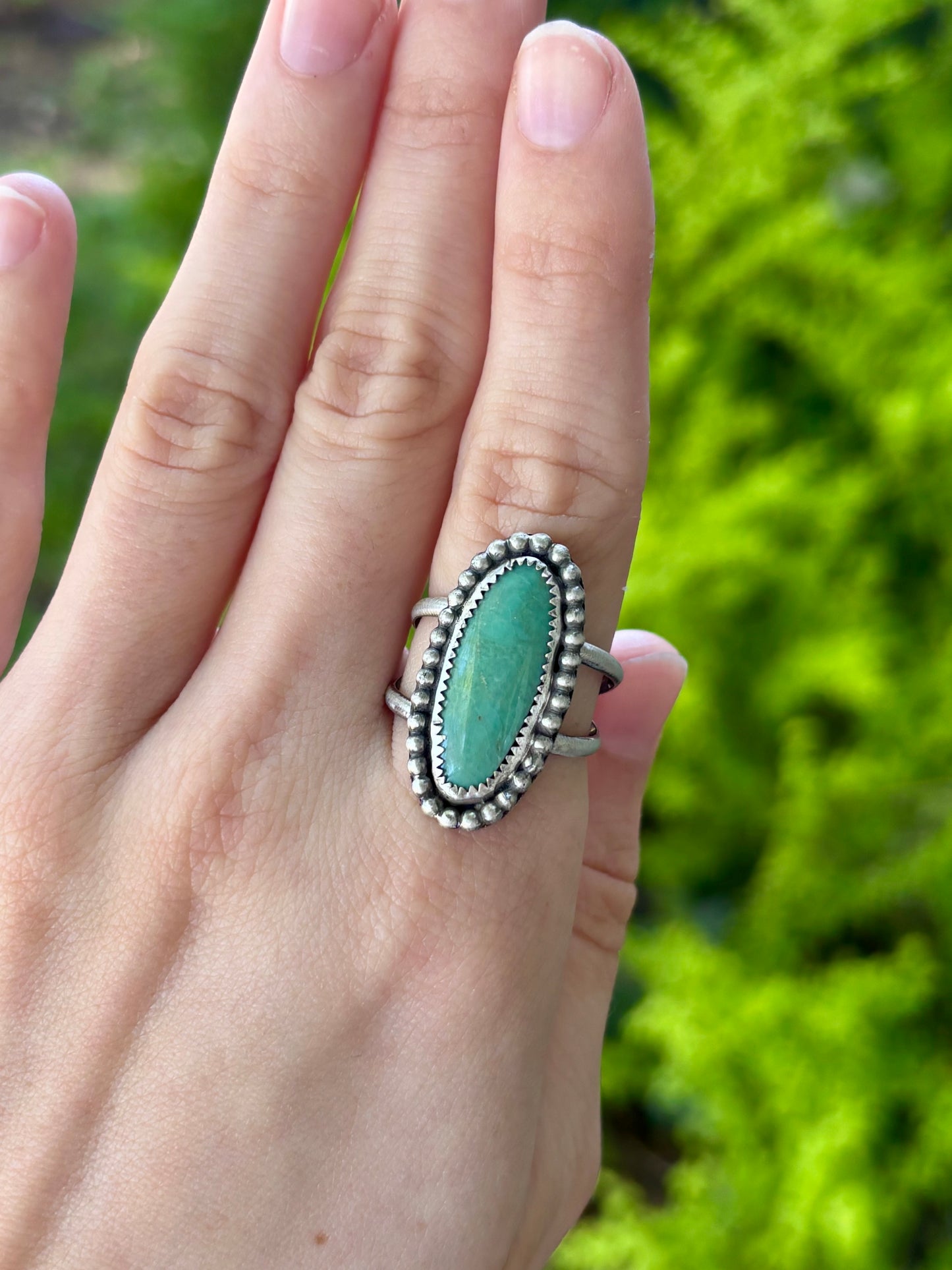 Green Turquoise Ring with Split Band