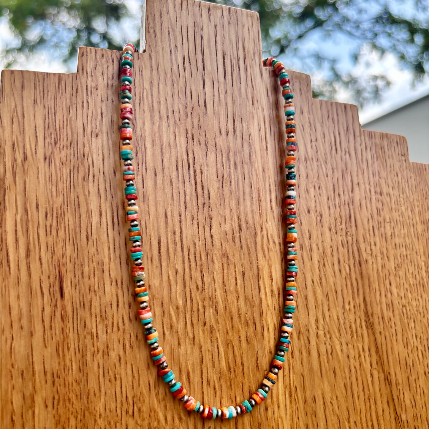 Turquoise + Orange/Red Spiny Necklace
