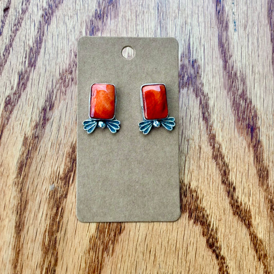 Orange Spiny Earrings