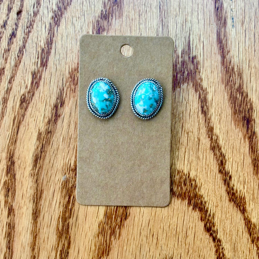 Turquoise + White + Gold Earrings