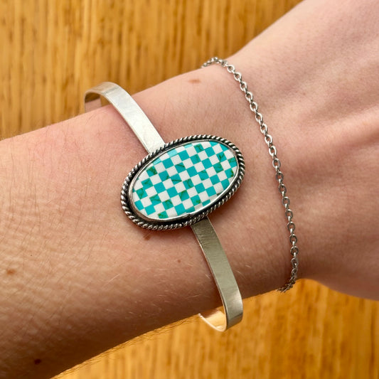 Checkerboard Turquoise Cuff