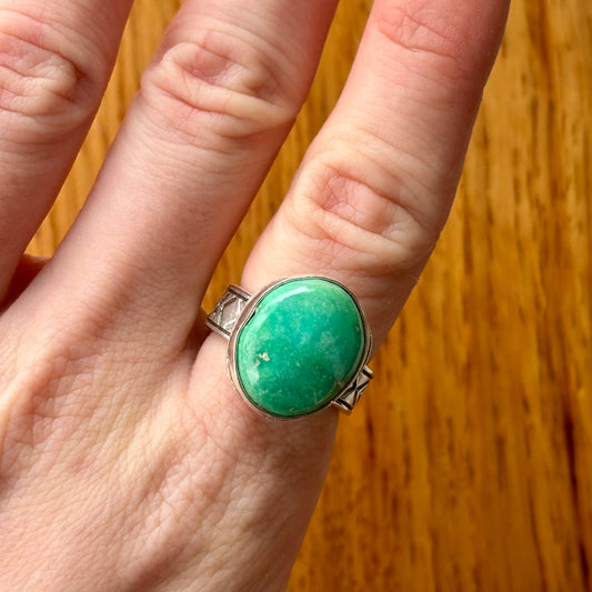 Emerald Valley Turquoise Ring with Stamped Band