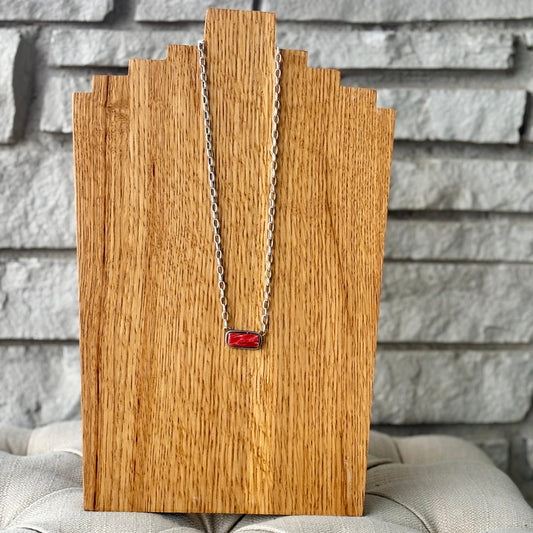 Red Spiny Bar Necklace