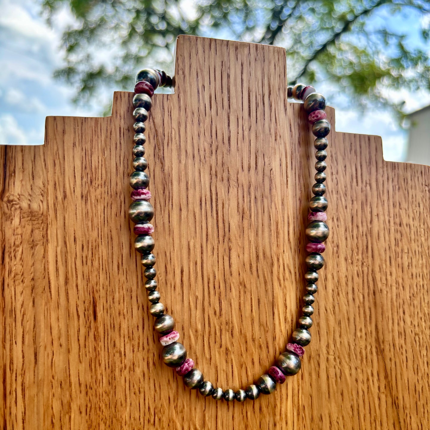 Purple Spiny + Stamped Saucer Necklace