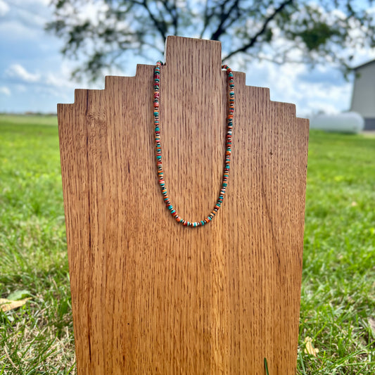 Turquoise + Orange/Red Spiny Necklace