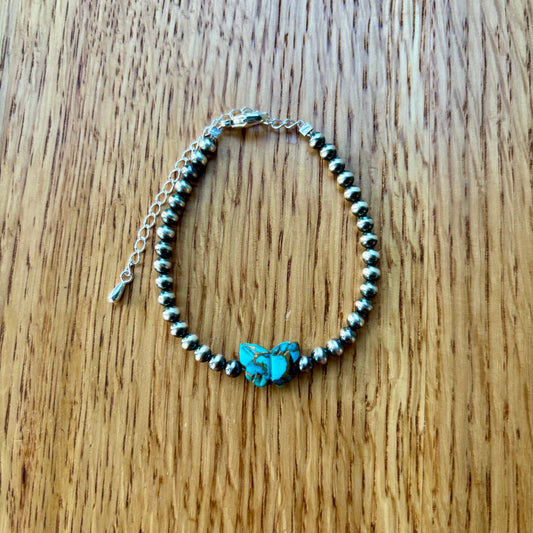 Blue Mojave Butterfly Bead Bracelet