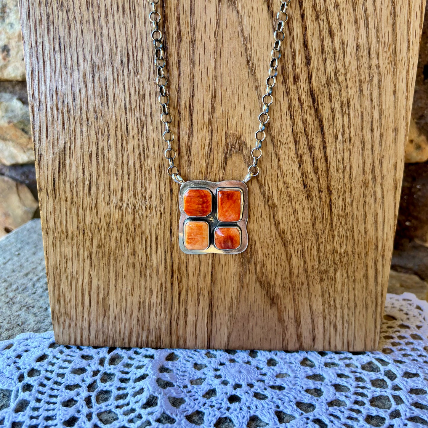 Orange Spiny Cluster Necklace